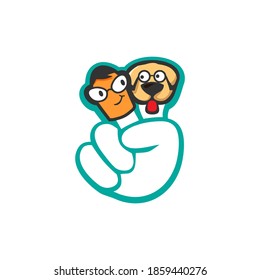 Logo Paw doodle icon, with his buddies 
