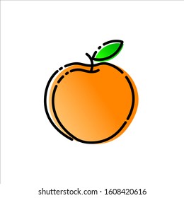 Logo peach isolated on white background. Symbol design Illustration. Vector orange peach.