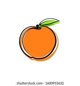 Logo peach. Symbol design Illustration. Orange peach.