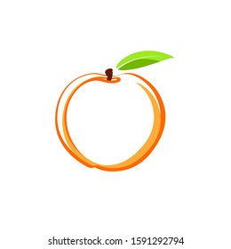 Logo peach. Symbol. Vector. Design.  Orange peach.