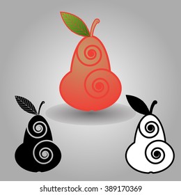 Logo pears in three colors on a gray background