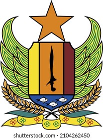 The logo of Pekalongan Regency, Sea and Fish, symbolizes that part of the life of the people of Pekalongan Regency comes from the sea (fishermen). Paddy Carrying the Shield, symbolizes regional prospe