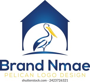 Logo pelican elegant gradient colourful Royalty Free Vector logo