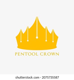 Logo or pen icon with crown shape isolated on white background - Vector