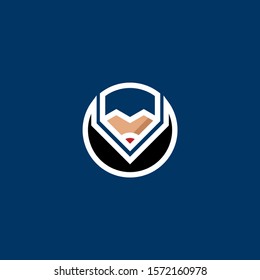 logo pencil with circle. Vector graphic pencil symbol.