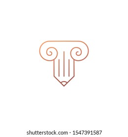 Сreative logo pencil and column icon or logo design element, architectural logo, strong visual message
