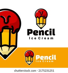 logo pencil ice cream art illustration