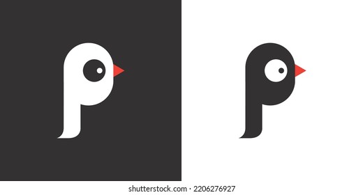 Logo penguin minimalism from geometric shapes. Printing on clothes. Stylish modern sticker. Cartoon