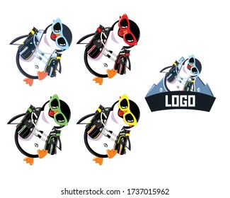 Logo penguin is running on a mountain.