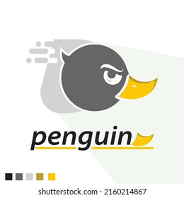 Logo Penguins Desain Vector Template Head