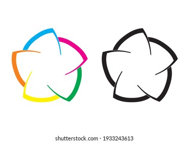 Logo with a pentagon concept. Logo with five color sections. Logo by taking the philosophy of the photographic diaphragm or aperture.