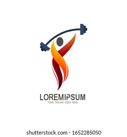Logo of people being fitness + heavy sports logo