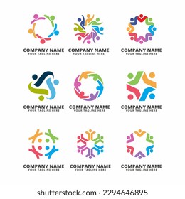 icono de vector de comunidad de personas con logotipo