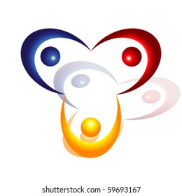 Logo of people in cycle with holding hands, vector