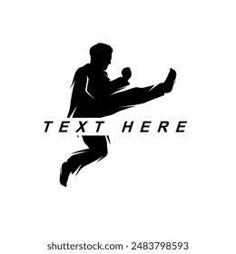 logo of people kicking hitting self-defense silhouette vector