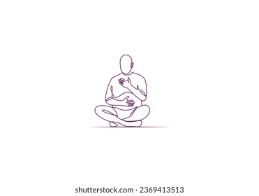 Logo People meditation, Minimalist, Modern, Logo Line, editable color