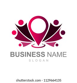 
logo of people with social icon template, human and location icon