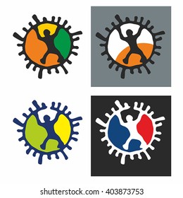 Logo people and the sun. Simple vector.