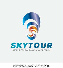 Logo is perfect for airlines, travel agency, aviation, holiday, happy new year, greetings, international festival and for balloon or parachute travel brands.