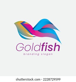 Logo is perfect for aquarium fish business, fish market, seafood bistro or restaurant, aquatic gallery show, world fish aquarium and golden sea fish for safe environment.