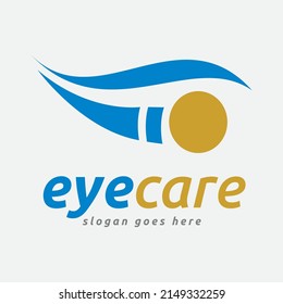 Logo is perfect for Eye care and vision, circle symbol, clinical treatment, donation, funding, optical lens shop, optics product manufacturer, eye hospital and eye equipment provider or industry.
