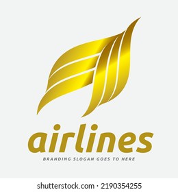 Logo is perfect for golden royal flag, airlines, air travel agency, air aviation, holiday tour, happy year, greeting, international festival and for international skyline navigational company.