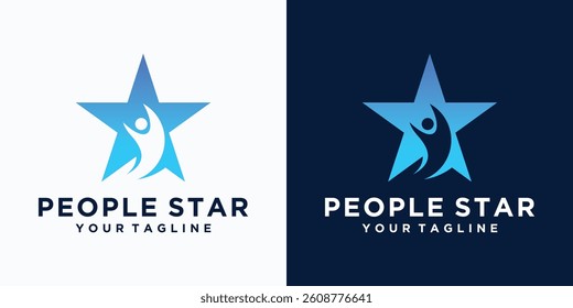 Logo of a person achieving a dream with a star shape design in gradient colors