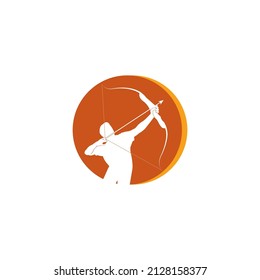 logo of a person aiming with a bow,vector illustration logo template.