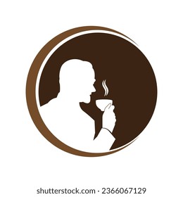 logo of a person drinking coffee,vector illustration symbol design