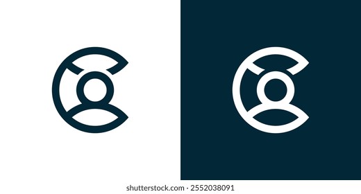 Logo of a person in the letter C, simple logo of a person or staff, leader