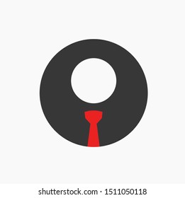 a logo of a person with a red tie that forms a keyhole