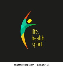 Logo Person. Sport Style. Training. Exercises. Healthy Lifestyle. Joy.
A Life. Health. Sport 