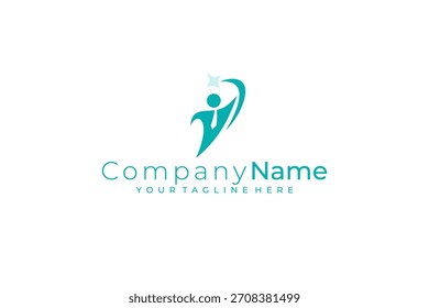 logo of a person and a star to be reached, worker logo
