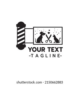 Logo of pet hair salon, styling and grooming shop, store for dogs and cat care services logo on white background Vector illustration