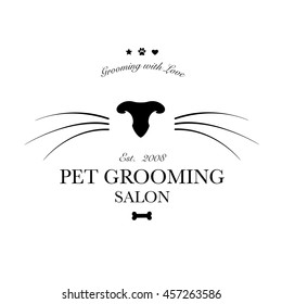 Logo for pet hair salon, pet styling and grooming shop, store for dog and cats. Vector illustration