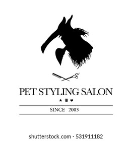 Logo for pet hair salon, styling and grooming shop, pet store for dogs. Vector illustration