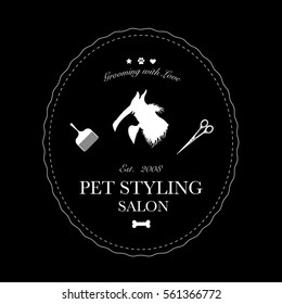 Logo for pet hair salon, styling and grooming shop, store for dog and cats. Vector illustration