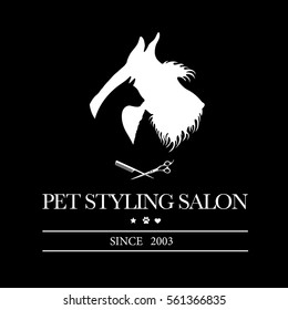 Logo for pet hair salon, styling and grooming shop, pet store for dogs and cats. Vector illustration