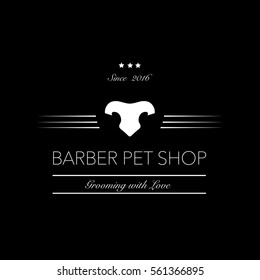 Logo for pet hair salon, pet styling and grooming shop, store for dog and cats. Vector illustration