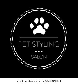 Logo for pet hair salon, styling and grooming shop, pet store for dogs and cats. Vector illustration