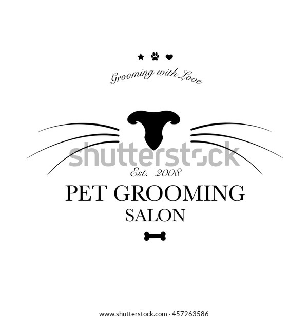 Logo for pet hair salon,\
pet styling and grooming shop, store for dog and cats. Vector\
illustration