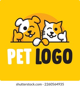 Logo for Pet Shop, Cute Dog and Cat Logo Design Template for Pet shop