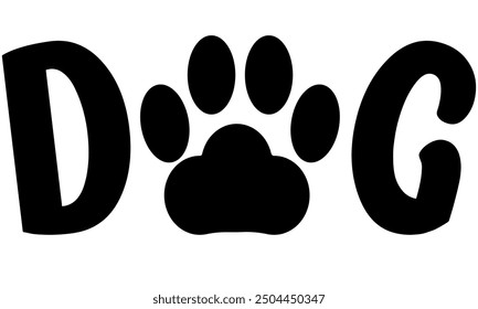 Logo for a pet store. Inscription dog. Dog paw print