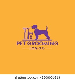 logo for pet styling and grooming shop, hair salon, pet store for dogs and cats, web site design. Vector illustration