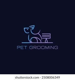 logo for pet styling and grooming shop, hair salon, pet store for dogs and cats, web site design. Vector illustration