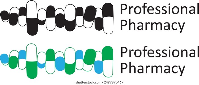 Logo of a pharmaceutical company. Logo with pills. An example of a logo mark.