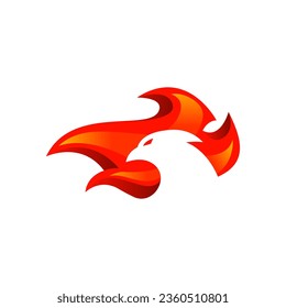 logo Phoenix or eagle head with flame, vector