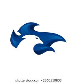 logo Phoenix or eagle head with flame, vector