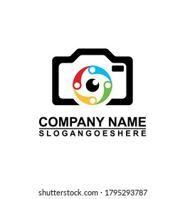 Logo-Fotokamera-Auge, Digital-Vision kreatives Symbol-Konzept. Cctv, Video-Überwachung abstrakte Business-Logo-Idee. Corporate Identity Logotype, Firmengrafik-Design-Tamplate