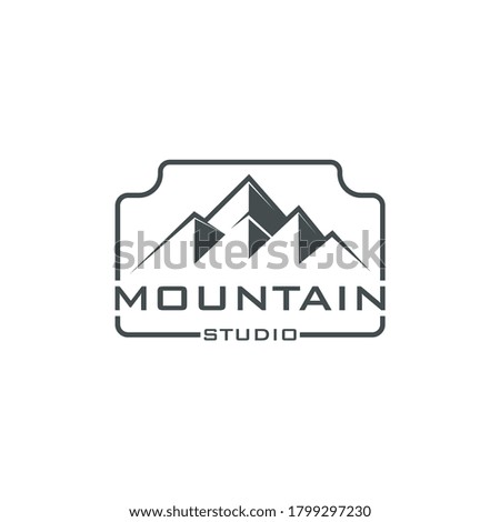 Logo photo camera and mountain, for Adventure Outdoor Nature Photography Photographer Logo Design